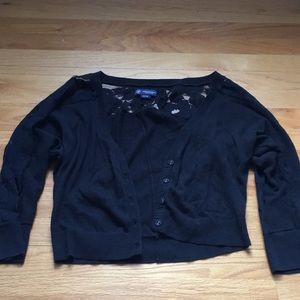 Black cardigan with floral lace detail